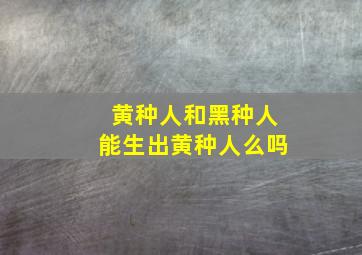 黄种人和黑种人能生出黄种人么吗