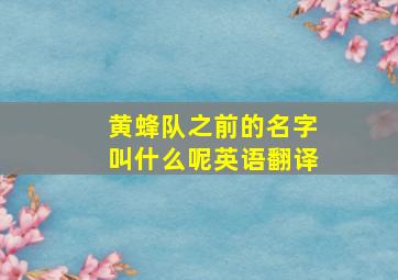 黄蜂队之前的名字叫什么呢英语翻译