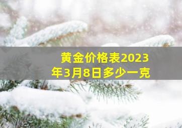 黄金价格表2023年3月8日多少一克