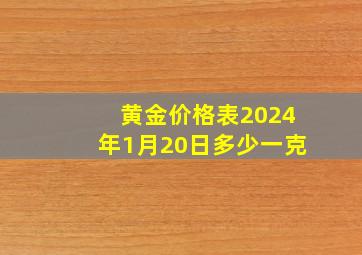 黄金价格表2024年1月20日多少一克