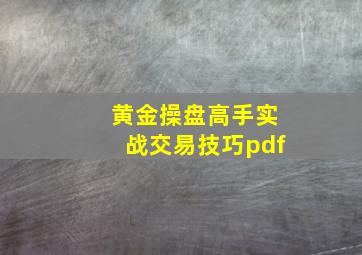 黄金操盘高手实战交易技巧pdf