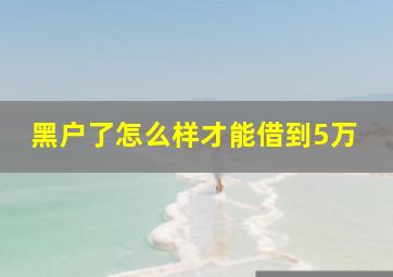 黑户了怎么样才能借到5万