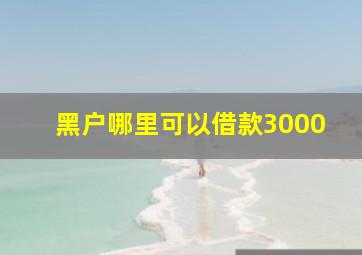 黑户哪里可以借款3000