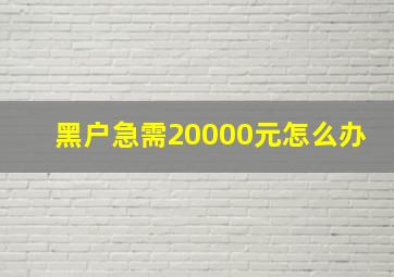 黑户急需20000元怎么办