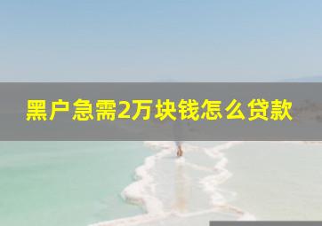 黑户急需2万块钱怎么贷款