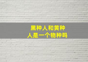 黑种人和黄种人是一个物种吗