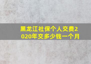 黑龙江社保个人交费2020年交多少钱一个月