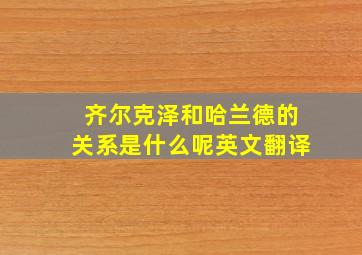 齐尔克泽和哈兰德的关系是什么呢英文翻译