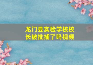 龙门县实验学校校长被批捕了吗视频