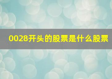 0028开头的股票是什么股票