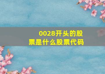 0028开头的股票是什么股票代码