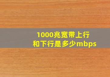 1000兆宽带上行和下行是多少mbps