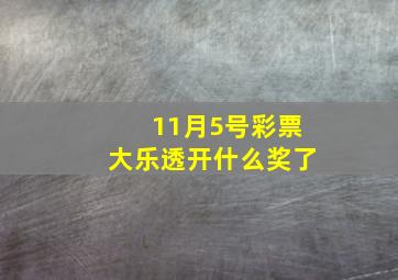 11月5号彩票大乐透开什么奖了