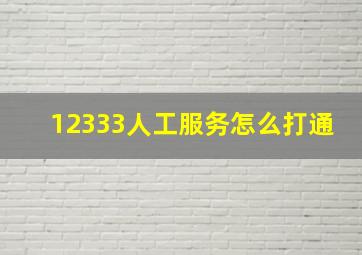 12333人工服务怎么打通