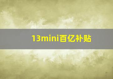 13mini百亿补贴