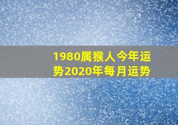 1980属猴人今年运势2020年每月运势