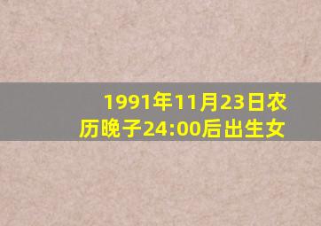 1991年11月23日农历晚子24:00后出生女