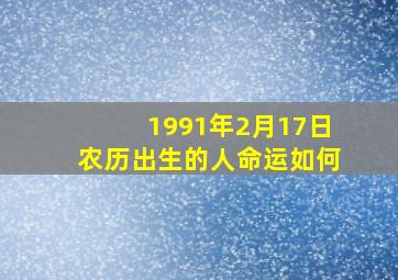 1991年2月17日农历出生的人命运如何