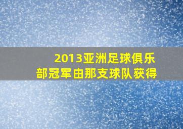 2013亚洲足球俱乐部冠军由那支球队获得