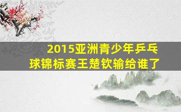 2015亚洲青少年乒乓球锦标赛王楚钦输给谁了