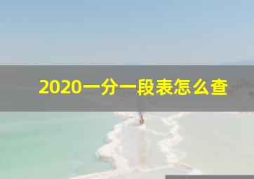 2020一分一段表怎么查