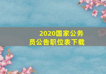 2020国家公务员公告职位表下载