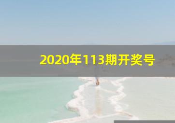 2020年113期开奖号