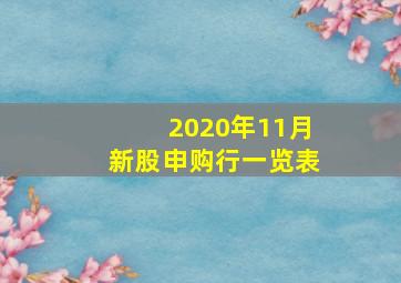 2020年11月新股申购行一览表