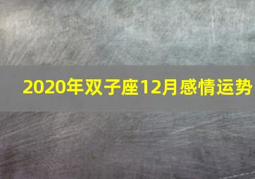 2020年双子座12月感情运势