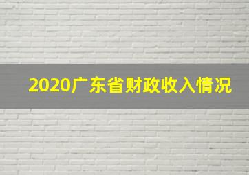 2020广东省财政收入情况