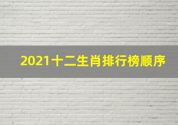 2021十二生肖排行榜顺序