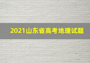 2021山东省高考地理试题