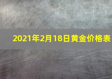 2021年2月18日黄金价格表