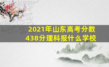 2021年山东高考分数438分理科报什么学校