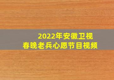 2022年安徽卫视春晚老兵心愿节目视频