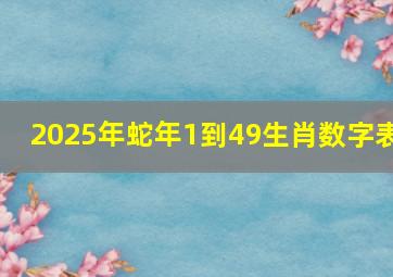 2025年蛇年1到49生肖数字表