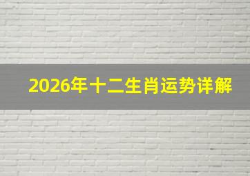 2026年十二生肖运势详解