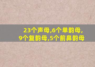 23个声母,6个单韵母,9个复韵母,5个前鼻韵母