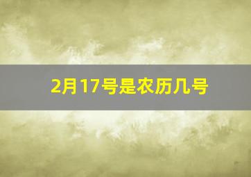 2月17号是农历几号