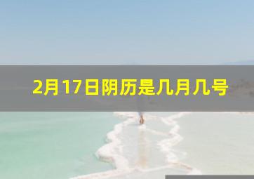 2月17日阴历是几月几号