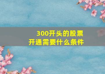 300开头的股票开通需要什么条件