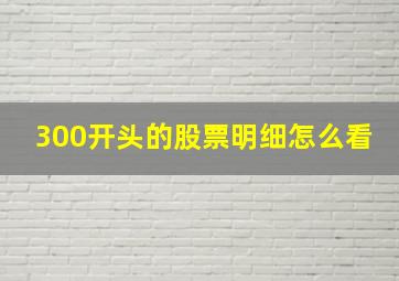 300开头的股票明细怎么看