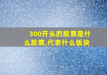 300开头的股票是什么股票,代表什么板块