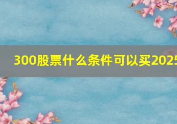 300股票什么条件可以买2025