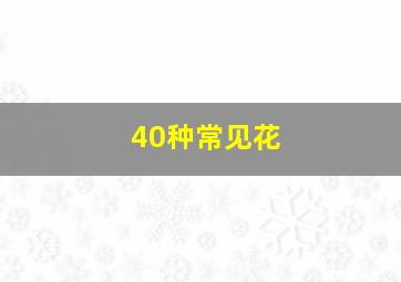 40种常见花