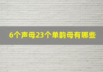 6个声母23个单韵母有哪些