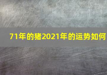 71年的猪2021年的运势如何