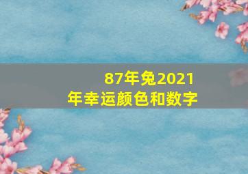 87年兔2021年幸运颜色和数字