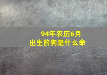 94年农历6月出生的狗是什么命