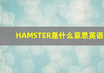 HAMSTER是什么意思英语